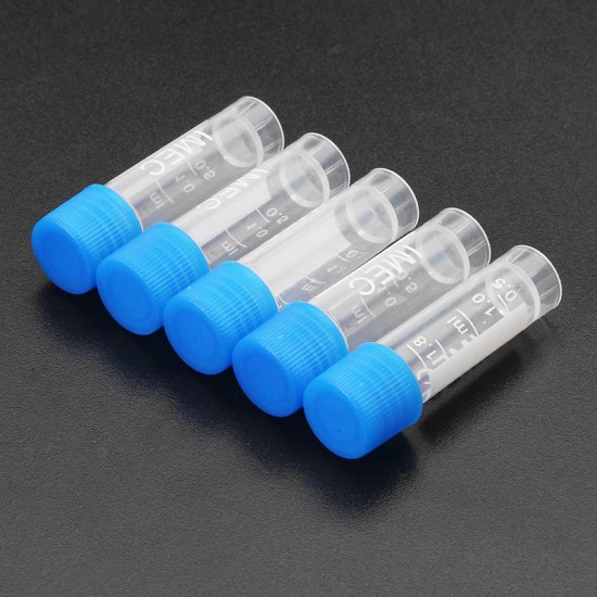 10pcs 1.8ml Plastic Graduated Vial 0.063oz Cryovial Tube Sample