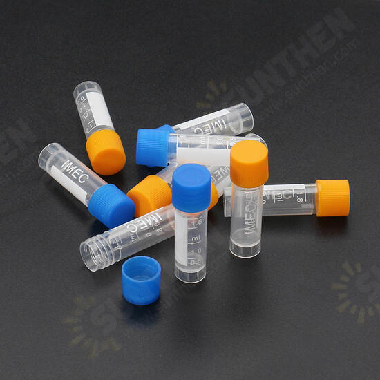 10pcs 1.8ml Plastic Graduated Vial 0.063oz Cryovial Tube Sample