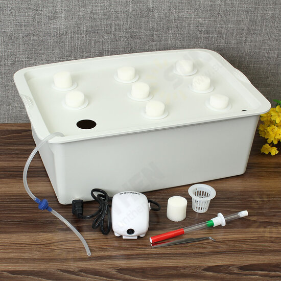 220V Hydroponic Grow Box 9 Holes DWC Indoor Aerobic Soilless Cultivation System Kit Water Planting