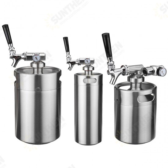 2/4/5L Homebrew Growler Mini Keg Stainless Steel Bar Beer Wine Making Tools Valve