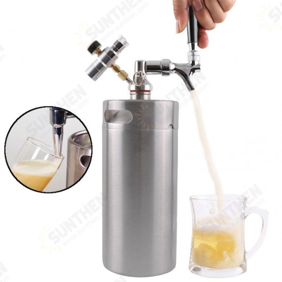 2/4/5L Homebrew Growler Mini Keg Stainless Steel Bar Beer Wine Making Tools Valve