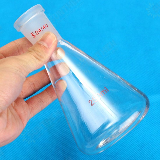 250ml 24/40 Glass Erlenmeyer Flask Chemistry Conical Bottle Laboratory Glassware