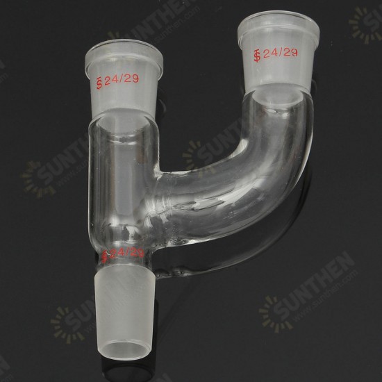 3 Way Glass Claisen Adapter w/ 24/29 Joints Borosilicate Connecting Adapter Glassware