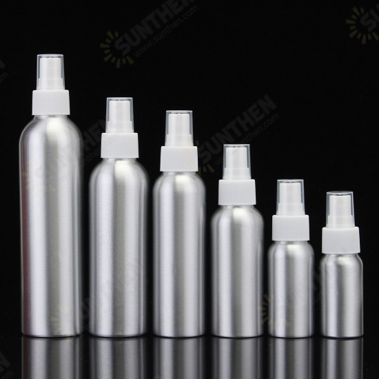 30ml-250ml Empty Aluminum Metal Spray Bottle Transparent/White Fine Mist Spray Head Portable Sprayer