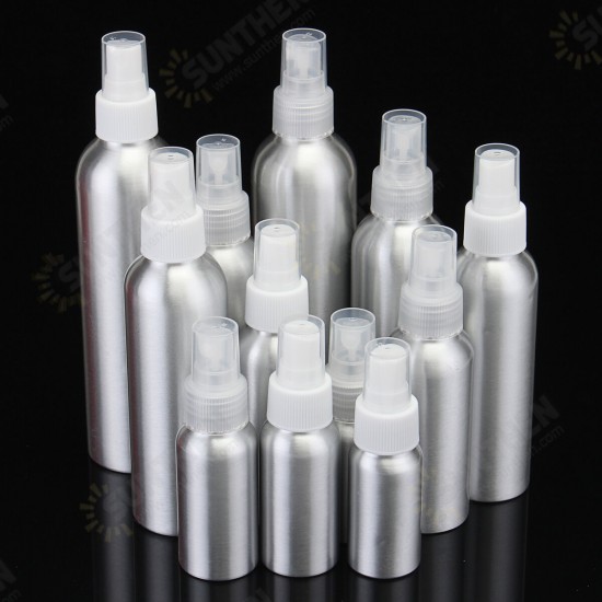 30ml-250ml Empty Aluminum Metal Spray Bottle Transparent/White Fine Mist Spray Head Portable Sprayer