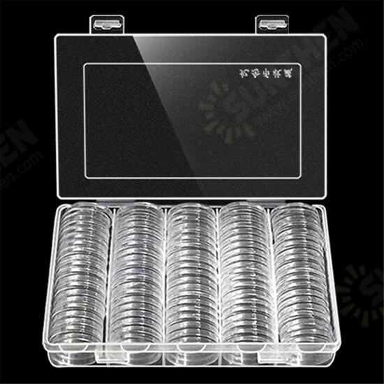 Coins Holder Storage Box Hold 100Pcs 30mm Round Coins Boxes Plastic Protector