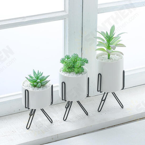 Iron Wire Metal Rack Ceramic Succulent Plant Flower Pot Cactus Holder Home Office Desktop Decor