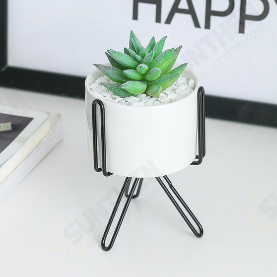 Iron Wire Metal Rack Ceramic Succulent Plant Flower Pot Cactus Holder Home Office Desktop Decor