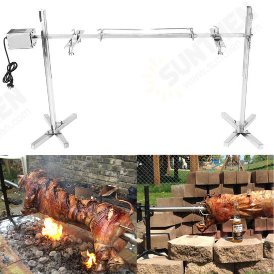 Large Grill Rotisserie Spit Roaster Rod Charcoal BBQ Pig Chicken 15W Motor Kit