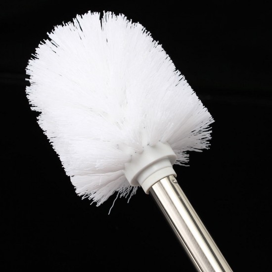 Stainless Steel WC Bathroom Cleaning Toilet Brush White Head Holders Cleaning Brushes