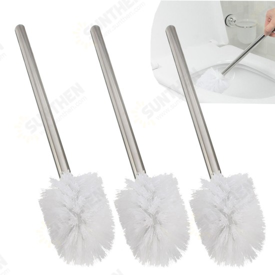 Stainless Steel WC Bathroom Cleaning Toilet Brush White Head Holders Cleaning Brushes