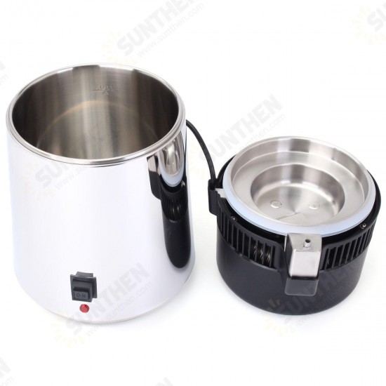 110V 4L Pure Water Distiller 750W Stainless Steel Purifier Filter Machine w/ Glass Container