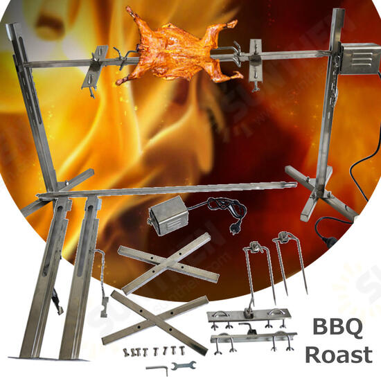 220V 15W Stainless Steel Portable Rotisserie Grill Spit Tripod BBQ Lamb Camping Roaster BBQ Grill