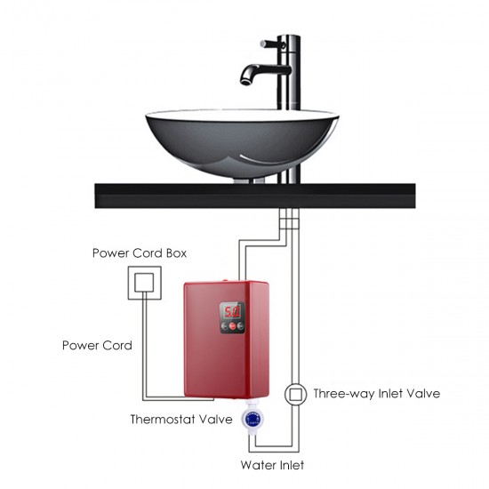220V 3800W Shower Instant Water-Heater Tankless Water Heater Electric Heating Instant Hot Water for Kitchen and Bathroom Color Shipped at Random