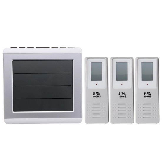 3 Sensors Wireless Digital Alarm Thermometer Indoor Outdoor Audible Indicator