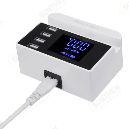 LCD Display 1.9 Inch USB Charger Power Adapter Desktop Charging Station Phone Charger Smart IC technology USB Ports Charger