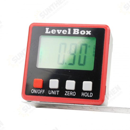 Red Precision Digital Protractor Inclinometer Level Box Digital Angle Finder Bevel Box with Magnet Base