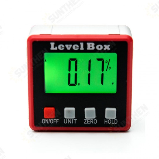 Red Precision Digital Protractor Inclinometer Level Box Digital Angle Finder Bevel Box with Magnet Base