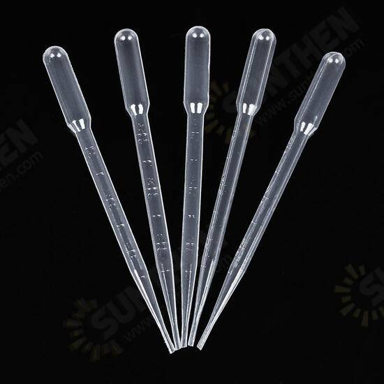 100Pcs 1/2/3/5/10mL Disposable Transfer Pipettes Plastic Graduated Pasteur Pipette Dropper Polyethylene