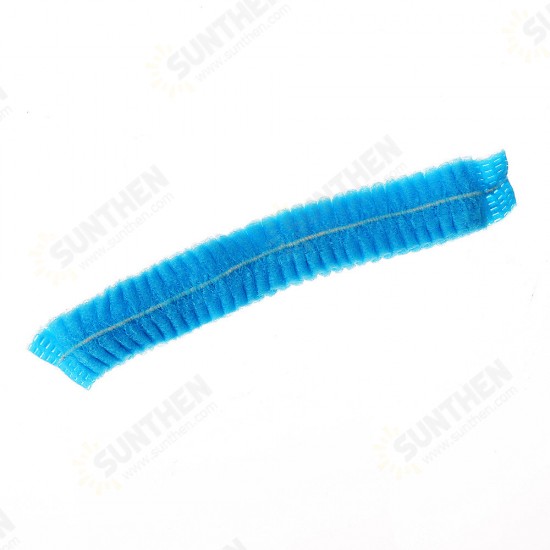 100pcs Non Woven Disposable Hair Shower Cap Pleated Anti Dust Lab Hat Blue