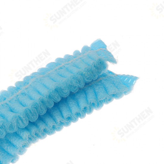 100pcs Non Woven Disposable Hair Shower Cap Pleated Anti Dust Lab Hat Blue