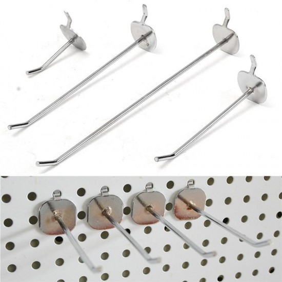 50/100/150/200mm Universal Pegboard Single Hole Hooks Chrome Home Kitchen Bathroom Tools Silver Iron Pegboard Hooks