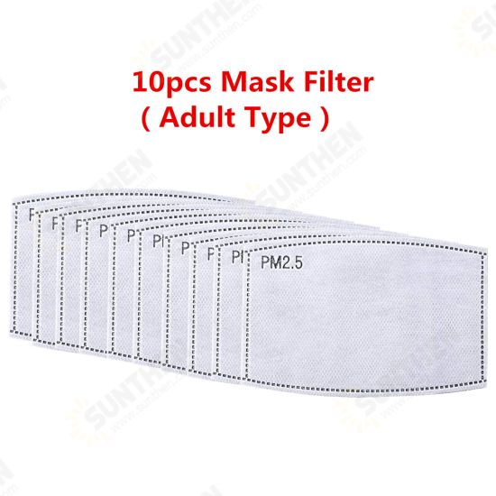 10Pcs Disposable Face Mask 5 Layer Filter PM2.5 Dust Activated Carbon Non-woven