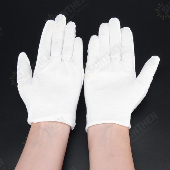 12 Pairs Non-Slip Work Gloves Etiquette Cooling Gloves Workshop Labor White