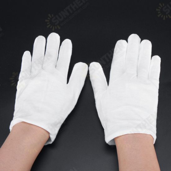 12 Pairs Non-Slip Work Gloves Etiquette Cooling Gloves Workshop Labor White