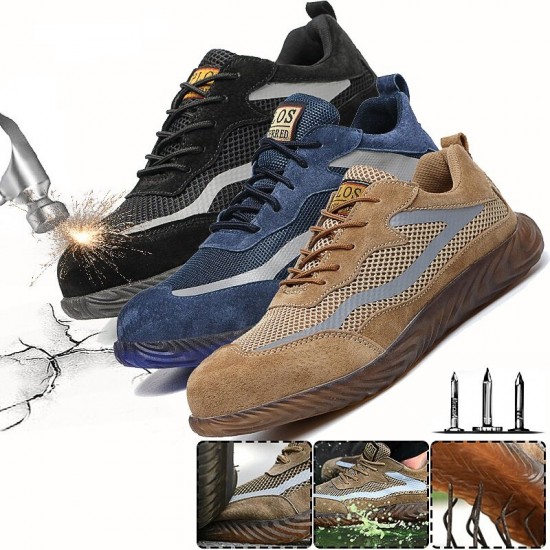 Mens Steel Toe Safety Shoes Breathable Work Boots Outdoor Hikng Sneakers