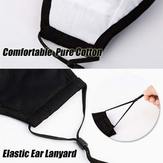Cotton Anti-Dust Face Mask Cover Reusable PM2.5 Respirator with Filters Ear Loop