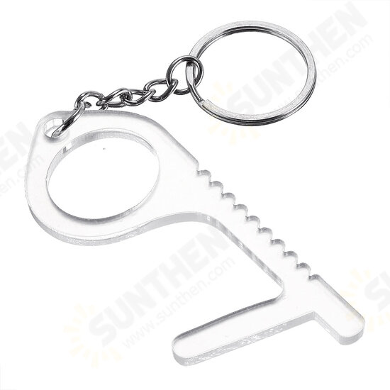 Door Opener Hands Non-Contact Handheld Safety Distance Door Opener Ergonomic Stylus Keychain Tool Transparent Props