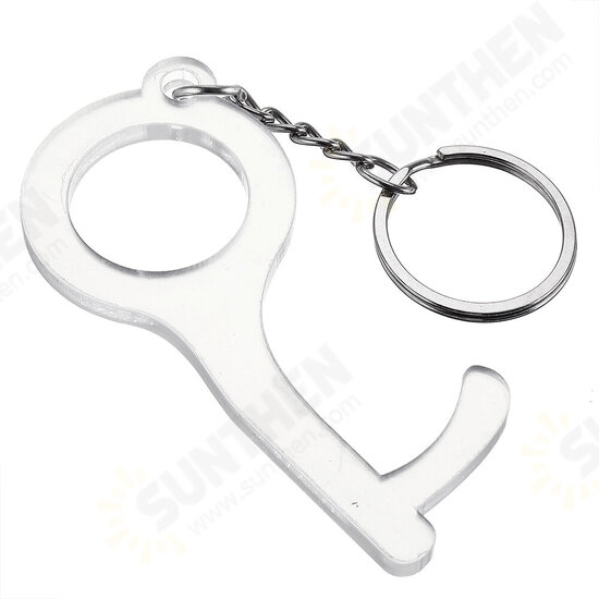 Door Opener Hands Non-Contact Handheld Safety Distance Door Opener Ergonomic Stylus Keychain Tool Transparent Props