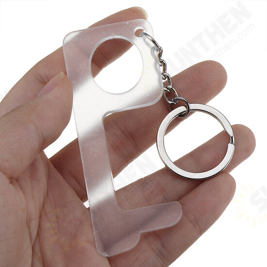 Door Opener Hands Non-Contact Handheld Safety Distance Door Opener Ergonomic Stylus Keychain Tool Transparent Props