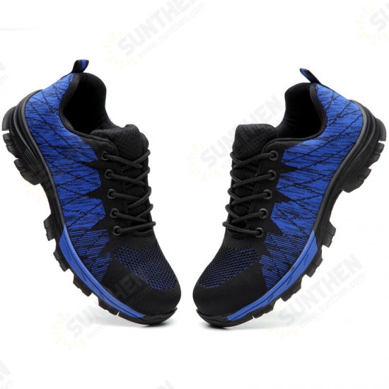 Men Knitted Fabric Steel Toe Anti Smashing Work Safety Sneakers