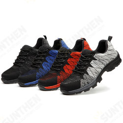 Men Knitted Fabric Steel Toe Anti Smashing Work Safety Sneakers Men Knitted Fabric Steel Toe Anti Smashing Work Safety Sneakers