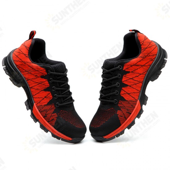 Men Knitted Fabric Steel Toe Anti Smashing Work Safety Sneakers