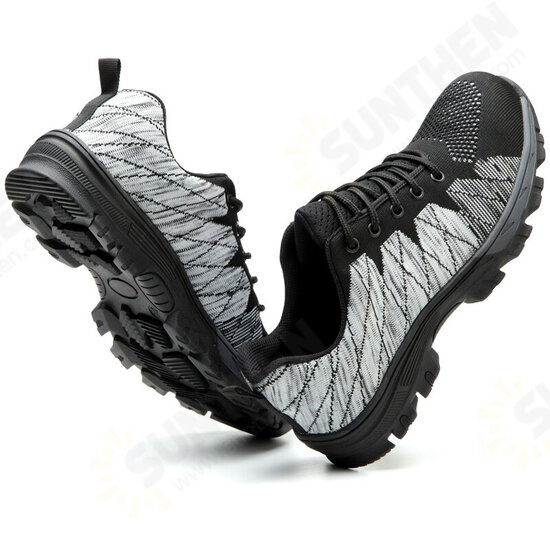 Men Knitted Fabric Steel Toe Anti Smashing Work Safety Sneakers