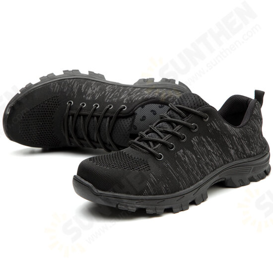 Men Knitted Fabric Steel Toe Anti Smashing Work Safety Sneakers