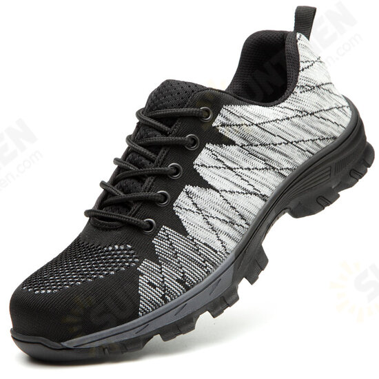 Men Knitted Fabric Steel Toe Anti Smashing Work Safety Sneakers