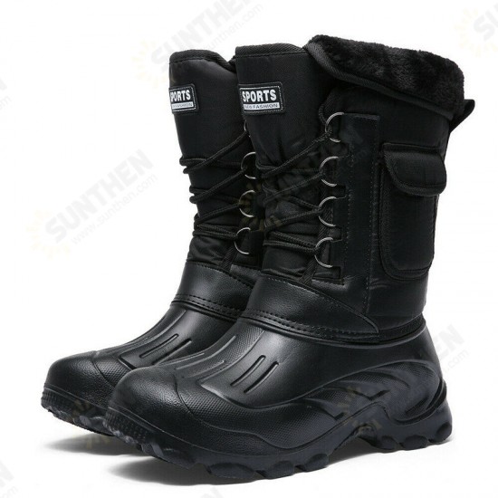 Mens High Top Snow Boots Waterproof Warm Fur Lined Shoes Combat Outdoor Hiking