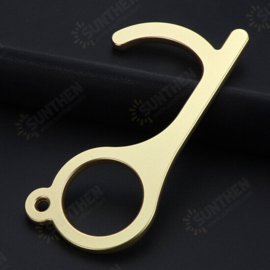 Portable Alloy Anti-Contact Elevator Opening Door Handle Opener Anti-bacterial Keychain Not Dirty Hand Isolation Tool