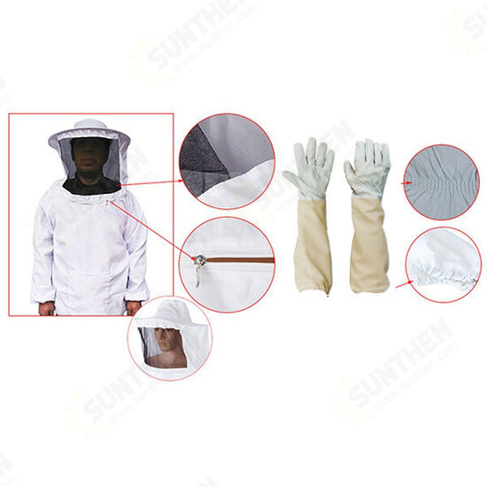 Protective Clothing for Beekeeping Professional Ventilated Full Body Bee Keeping Suit with Leather Gloves White Color