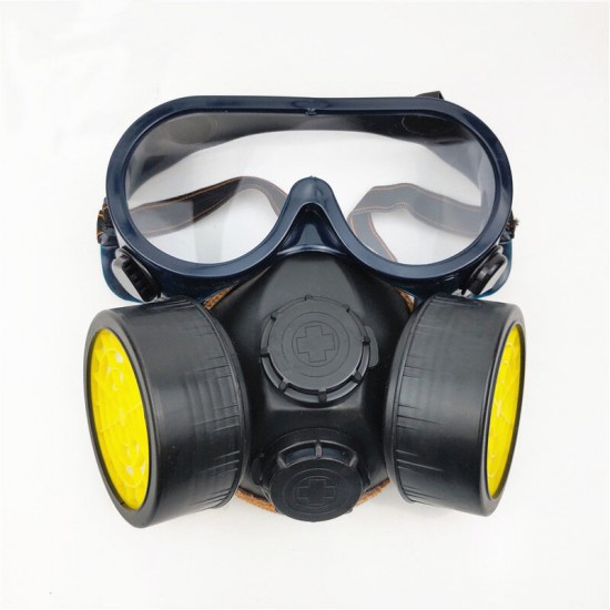 Tpr Double Gas Valvee Double Tank Gas Mask Chemical Paint Anti-smoke Dust Pesticide Pesticide Smoke Protection Mask Dustproof