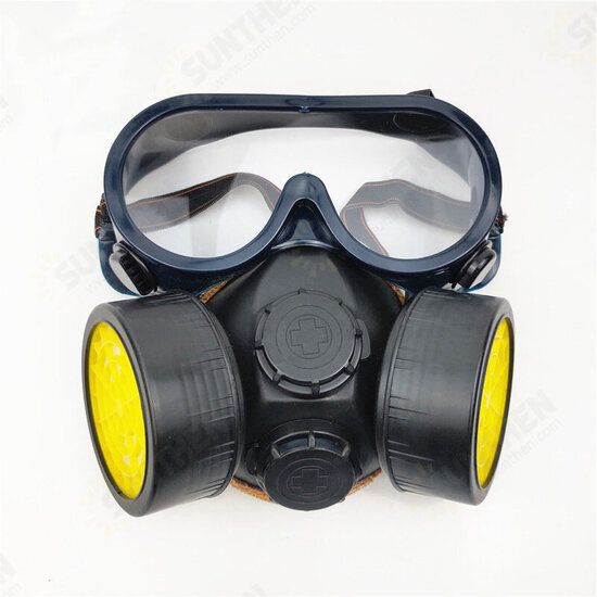 Tpr Double Gas Valvee Double Tank Gas Mask Chemical Paint Anti-smoke Dust Pesticide Pesticide Smoke Protection Mask Dustproof