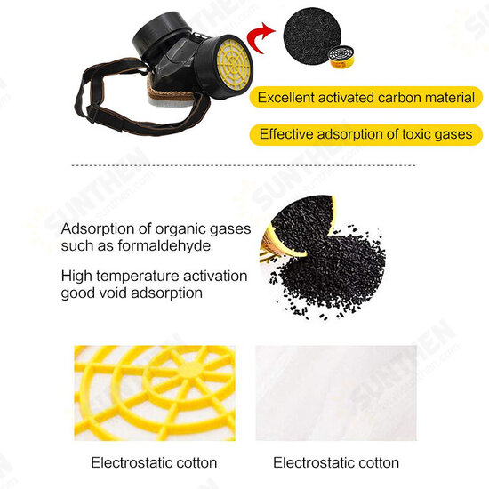 Tpr Double Gas Valvee Double Tank Gas Mask Chemical Paint Anti-smoke Dust Pesticide Pesticide Smoke Protection Mask Dustproof