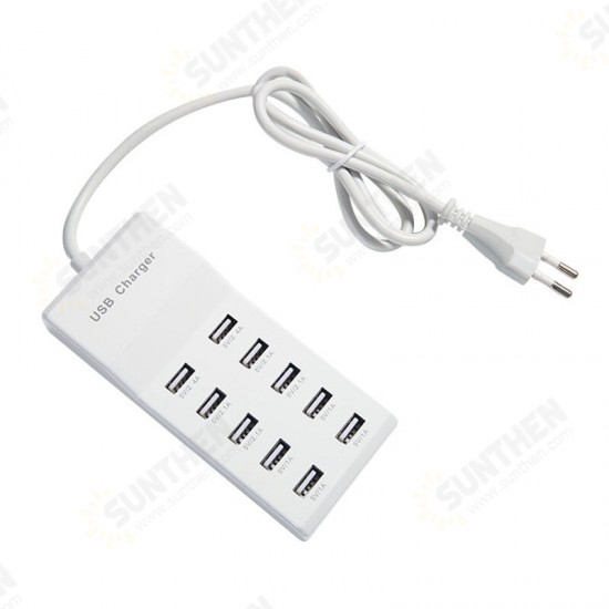 10 Port USB Tablet Charger EU Plug 5V 2.4A Wall Charger Hubs for Samsung HuTablets Phone Pad Fast Charging 5V 1A