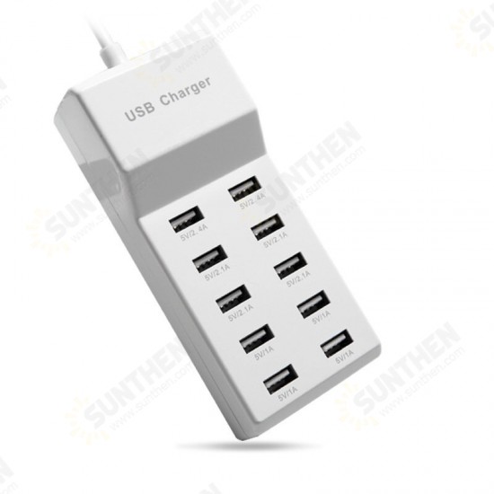 10 Port USB Tablet Charger EU Plug 5V 2.4A Wall Charger Hubs for Samsung HuTablets Phone Pad Fast Charging 5V 1A