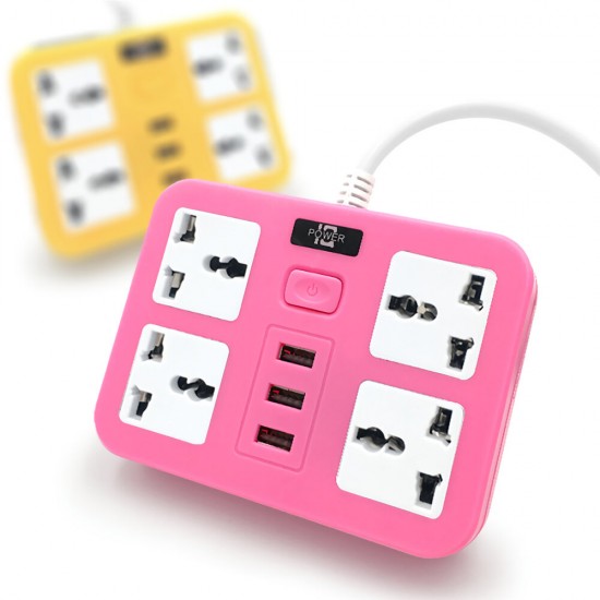 Power Socket 3 Outlet 4 USB Ports Hub Multi Portable Electrical Power Strip Plugs Adaptor for Home Office