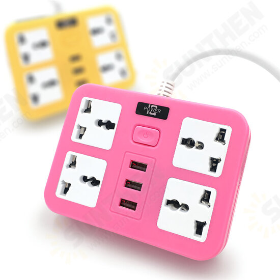 Power Socket 3 Outlet 4 USB Ports Hub Multi Portable Electrical Power Strip Plugs Adaptor for Home Office